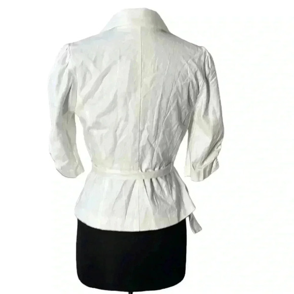 New York & Co 7th Ave Linen Blend Snap One Button White Jacket  NWT Size 6 - Picture 3 of 8